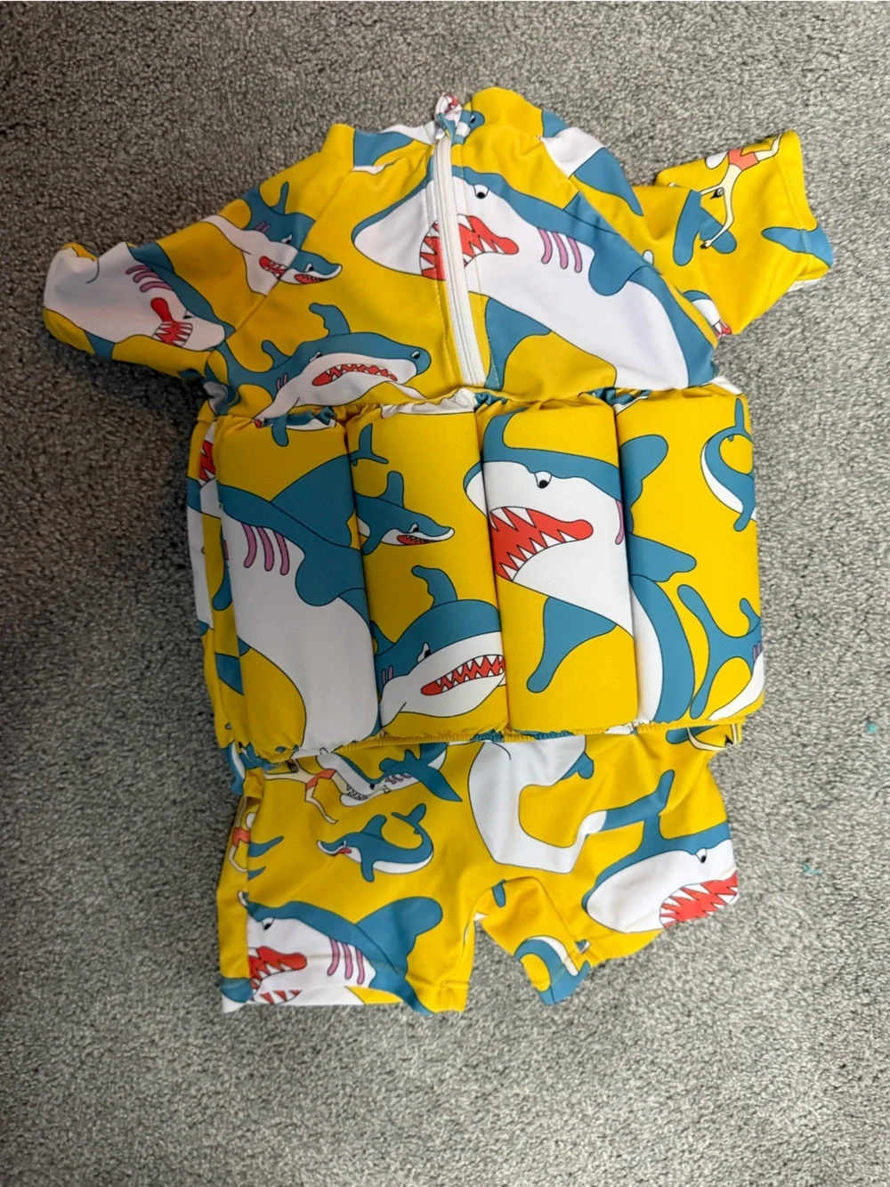 Kids Yellow Shark Print Swim Float Suit